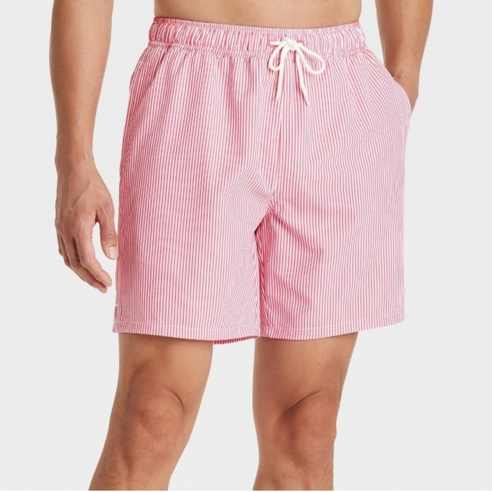 Men's Seersucker Swim Shorts 7” Inseam Size XXL